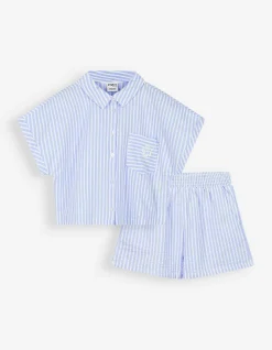 Set aus T-Shirt und Shorts - Stickereien - weiß