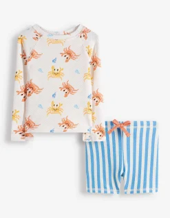 Set aus UV-Shirt und UV-Hose - Allover-Print - weiß
