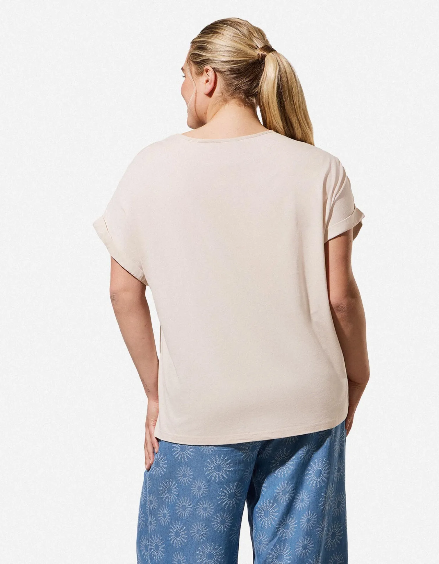 Shirt - Seitenschlitz - Beige