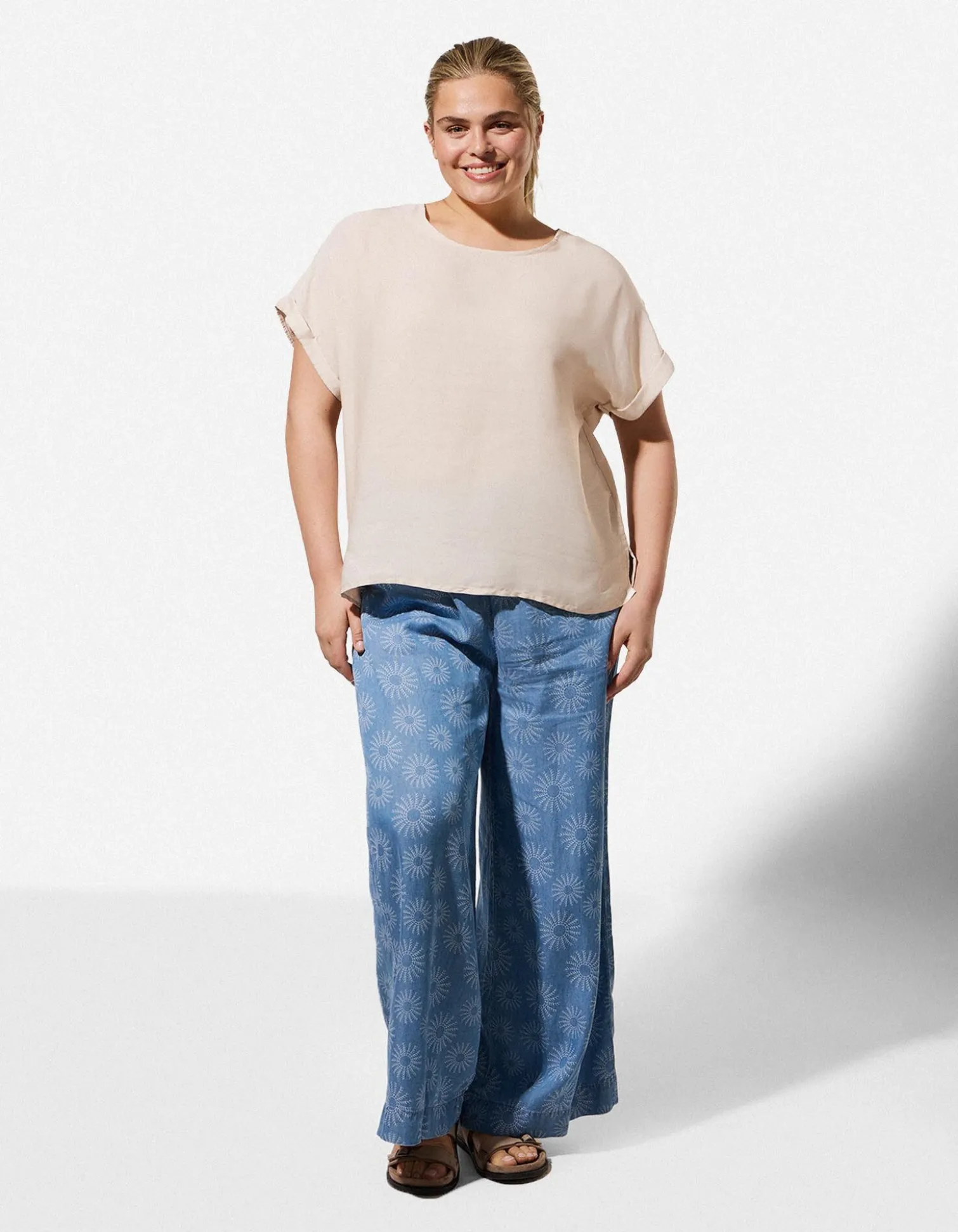 Shirt - Seitenschlitz - Beige