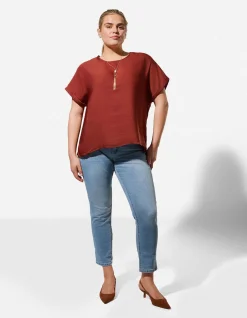 Shirt - Seitenschlitz - dunkelrot