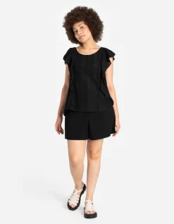 Shorts - Material-Mix - schwarz