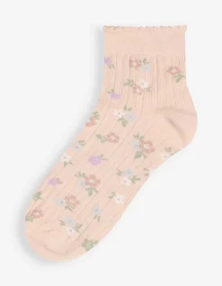 Socken - Florales Muster - rosa