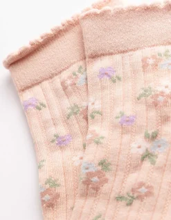 Socken - Florales Muster - rosa