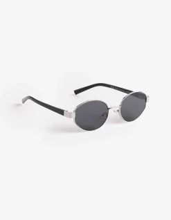 Sonnenbrille - Oval - silberfarben