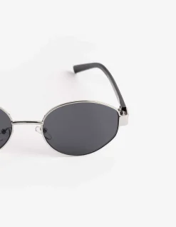 Sonnenbrille - Oval - silberfarben