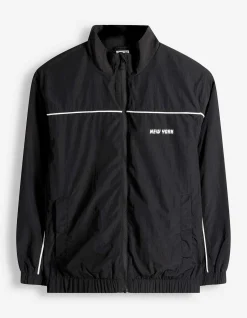 Sportjacke - Webstoff - schwarz