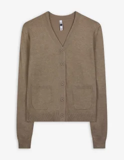 Strickjacke - Aufgesetze Taschen - dunkelgrau