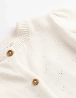 Strickjacke - Baumwolle - weiß