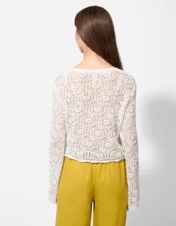 Strickjacke - Schnürung - weiß
