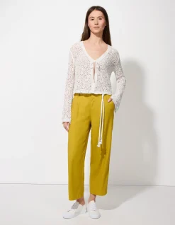 Strickjacke - Schnürung - weiß