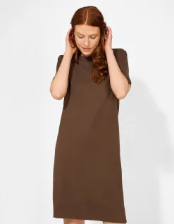 Strickkleid - Kurze Ärmel - braun