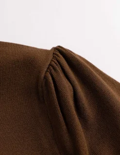 Strickkleid - Kurze Ärmel - braun
