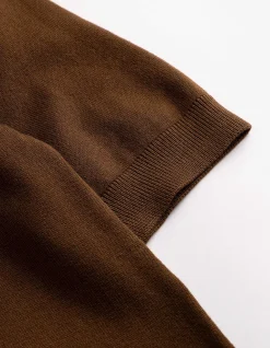 Strickkleid - Kurze Ärmel - braun