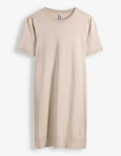 Strickkleid - Kurze Ärmel - weiß