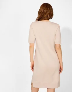 Strickkleid - Kurze Ärmel - weiß