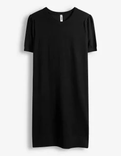 Strickkleid - Kurze Ärmel - schwarz