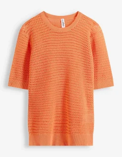 Strickpullover - Baumwoll-Mix - hellrot