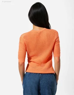 Strickpullover - Baumwoll-Mix - hellrot