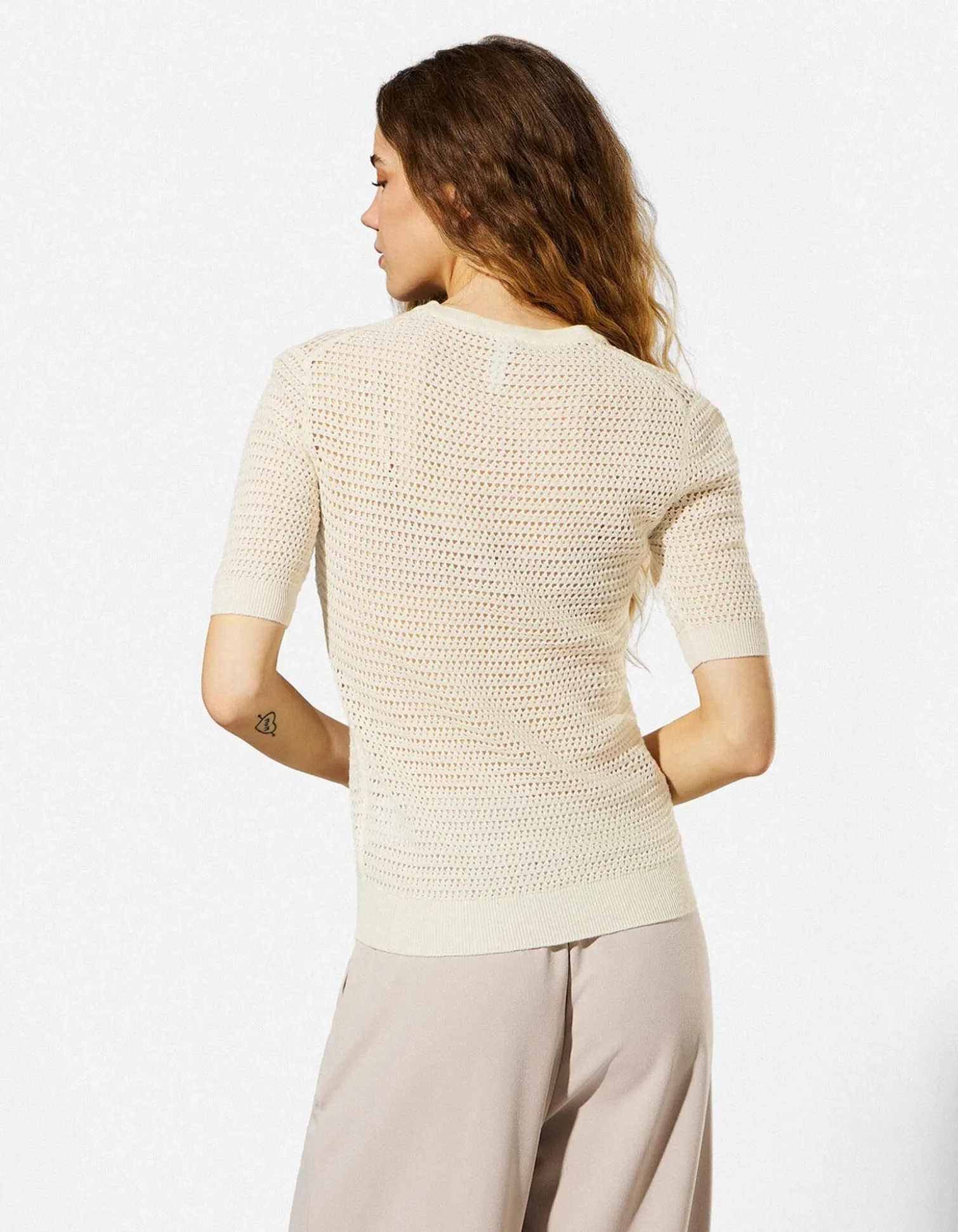 Strickpullover - Baumwoll-Mix - beige