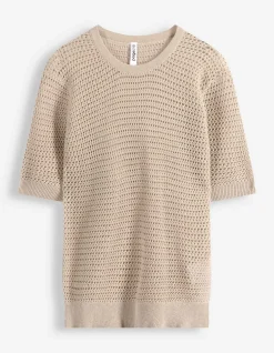 Strickpullover - Baumwoll-Mix - beige