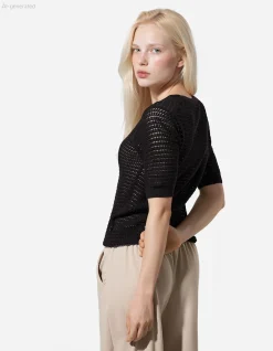 Strickpullover - Baumwoll-Mix - schwarz