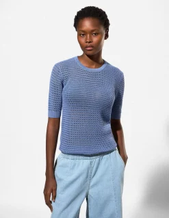 Strickpullover - Baumwoll-Mix - dunkelblau