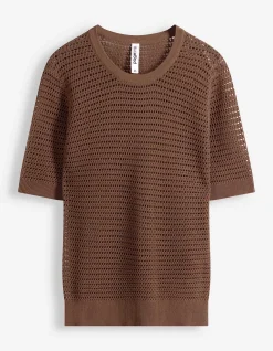 Strickpullover - Baumwoll-Mix - braun