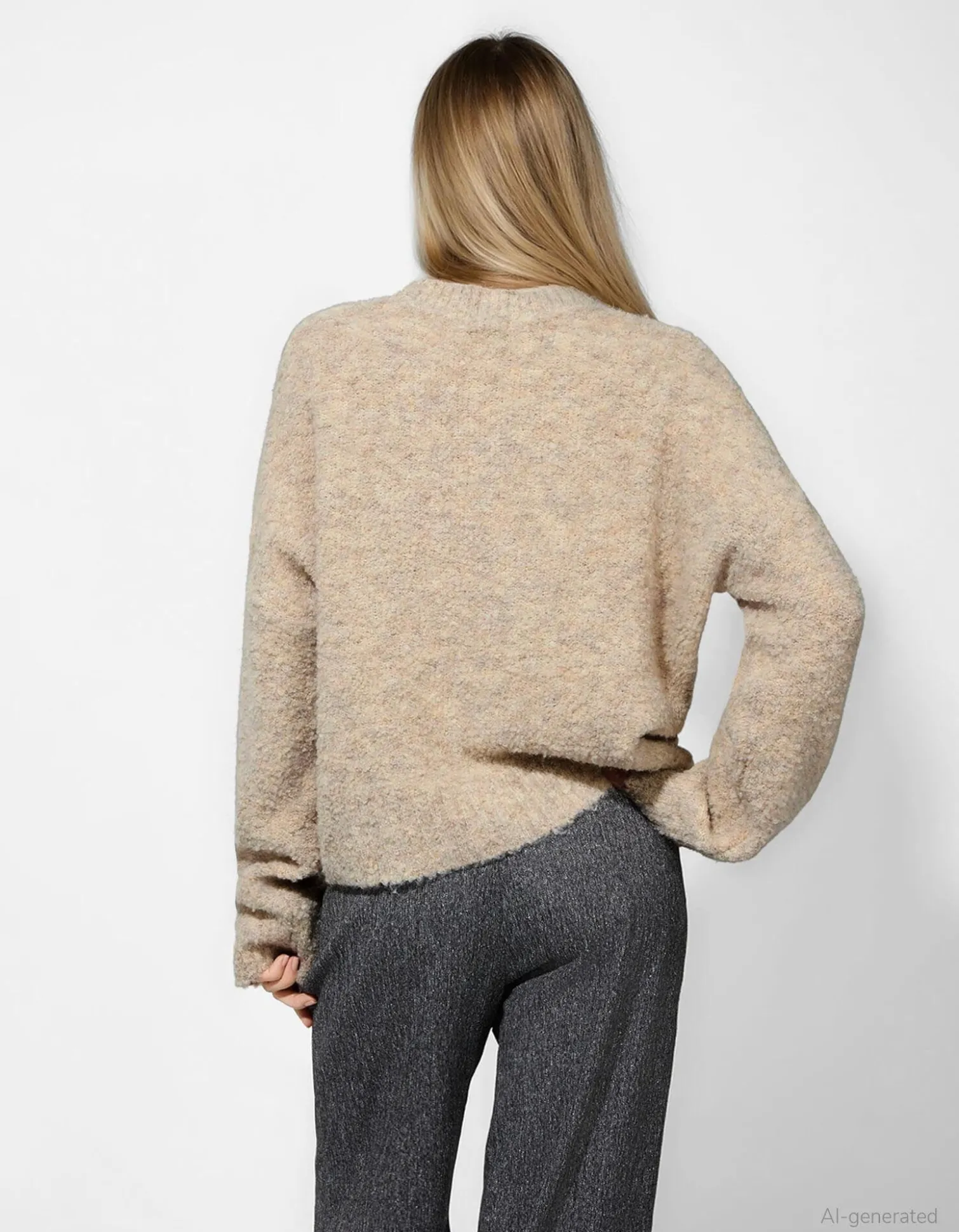 Strickpullover - Überschnittene Schultern - beige