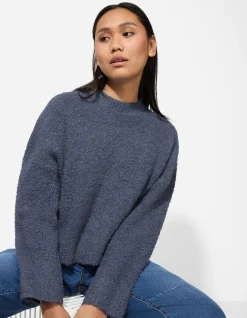 Strickpullover - Überschnittene Schultern - blau