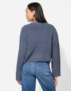 Strickpullover - Überschnittene Schultern - blau