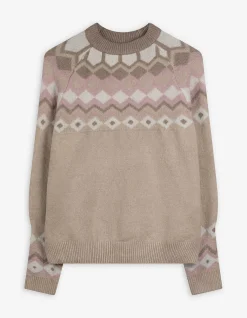 Strickpullover - Karomuster - beige