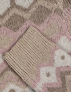 Strickpullover - Karomuster - beige