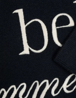 Strickpullover - Stickerei - dunkelblau