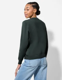 Strickpullover - Stickerei - dunkelgrün
