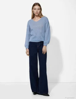 Strickpullover - V-Ausschnitt - dunkelblau