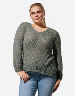 Strickpullover - V-Ausschnitt - türkis