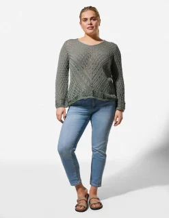 Strickpullover - V-Ausschnitt - türkis