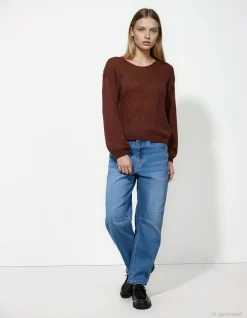 Strickpullover - V-Ausschnitt - braun