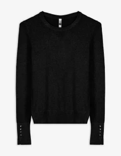 Strickpullover - Zierknöpfe - schwarz