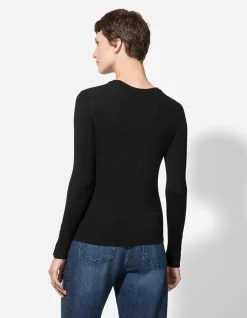 Strickpullover - Zierknöpfe - schwarz