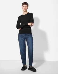 Strickpullover - Zierknöpfe - schwarz