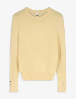Strickpullover - Zierknöpfe - hellgelb