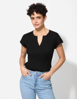 Strickshirt - Viskose-Mix - schwarz