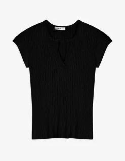 Strickshirt - Viskose-Mix - schwarz