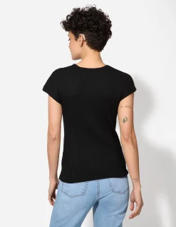 Strickshirt - Viskose-Mix - schwarz