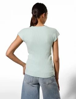 Strickshirt - Viskose-Mix - grün