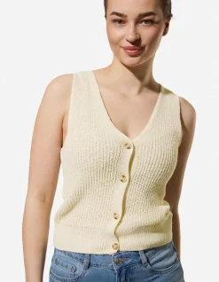 Stricktop - Knopfleiste - weiß