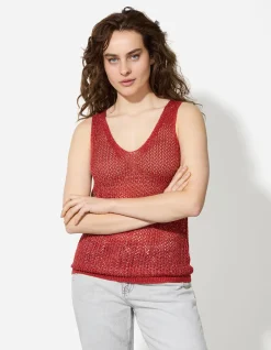 Stricktop - Lurex - dunkelrot