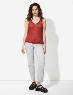 Stricktop - Lurex - dunkelrot